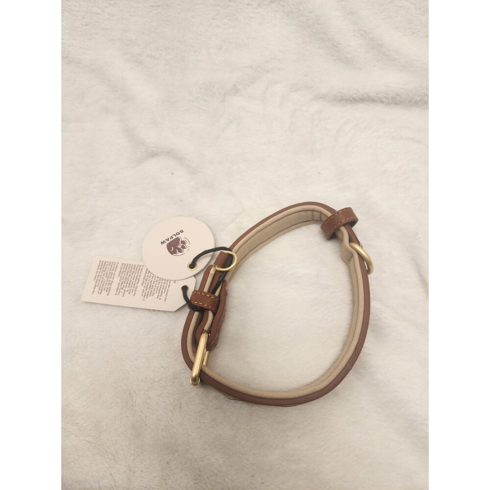 Dog Collar Solpaw Brand Brown Leather 13-17 Inch Adjustable S/M